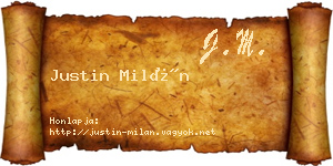 Justin Milán névjegykártya