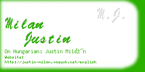 milan justin business card